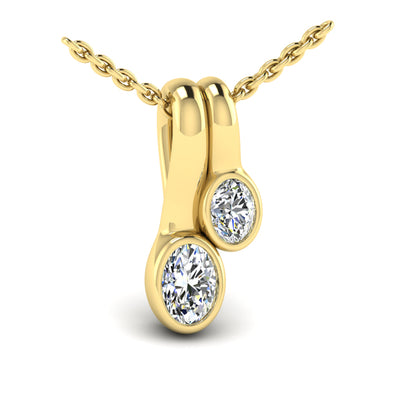 Bezel‑set Oval Diamond Double‑Drop Necklace