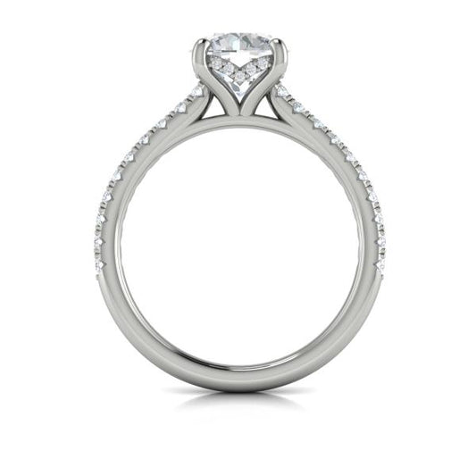 Classic Cathedral Engagement Ring with a Hidden Halo