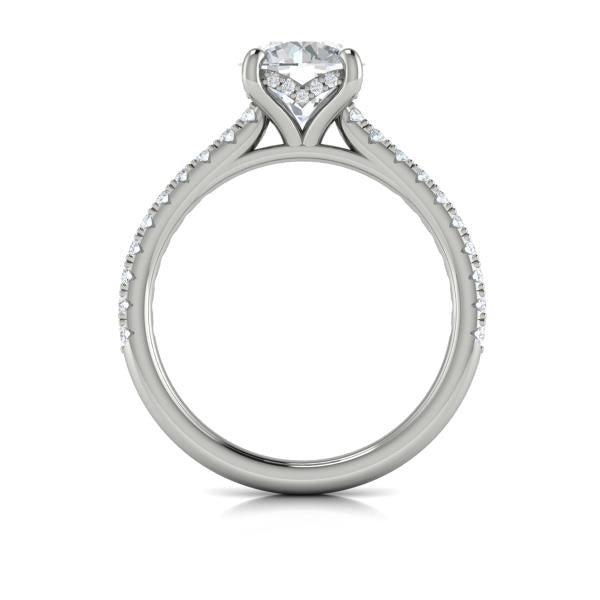 Classic Cathedral Engagement Ring with a Hidden Halo