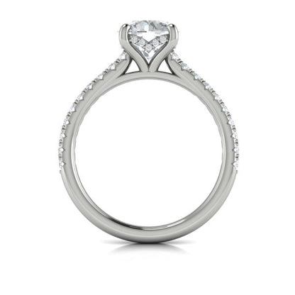 Classic Cathedral Engagement Ring with a Hidden Halo