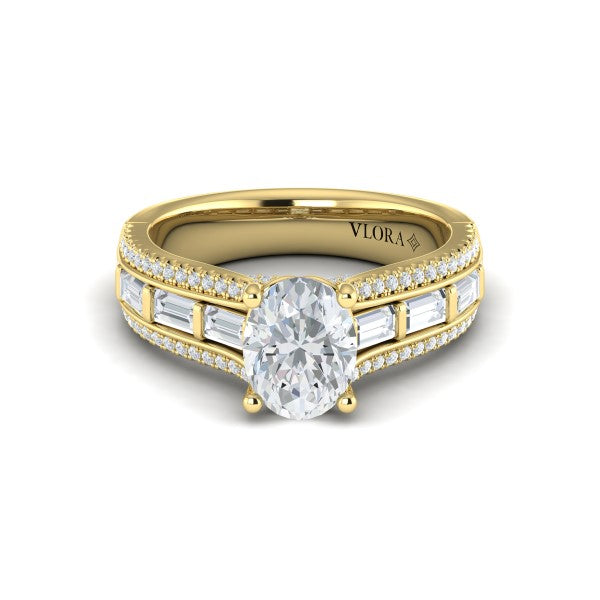 Oval Classic Engagement Ring in 14K Yellow Gold by Vlora Bridal