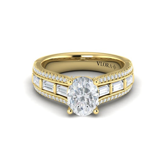 Oval Classic Engagement Ring in 14K Yellow Gold by Vlora Bridal
