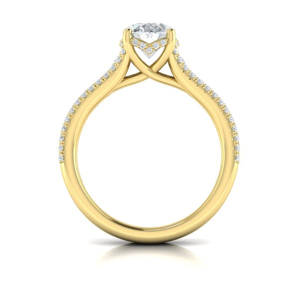 Bold Cathedral Oval Diamond Engagement Ring