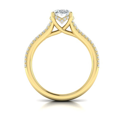 Bold Cathedral Oval Diamond Engagement Ring