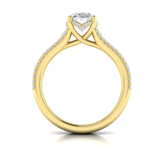 Bold Cathedral Oval Diamond Engagement Ring