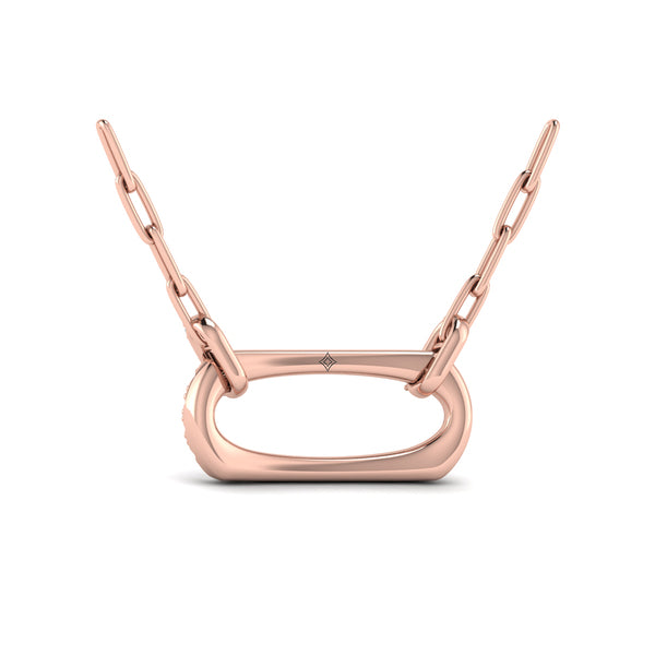 Diamond Accent East West Open Oval Pendant with Link Necklace