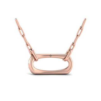 Diamond Accent East West Open Oval Pendant with Link Necklace