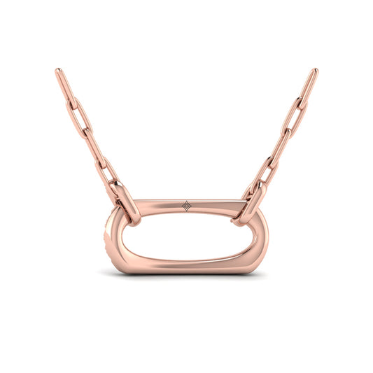 Diamond Accent East West Open Oval Pendant with Link Necklace