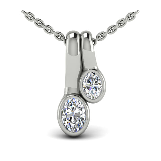 Bezel‑set Oval Diamond Double‑Drop Necklace