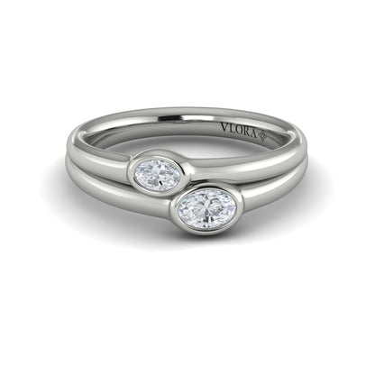 Double Oval Bezel-Set Diamond Ring
