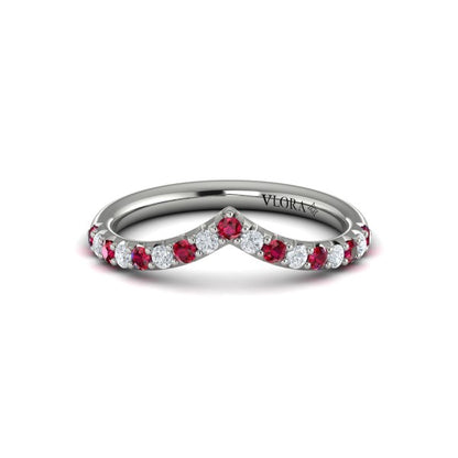 Colored Bands Wedding Band in Platinum by Vlora Bridal