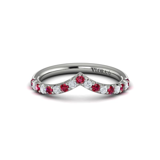 Ruby and Diamond Contour Band