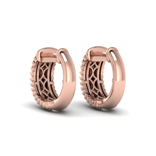Fluted Huggie Earrings with Center Diamonds