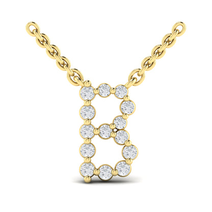 Diamond Alphabet Pendant Necklace, B