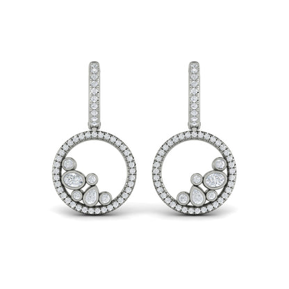 Pavé Halo and Bezel Set Diamond Circle Earrings