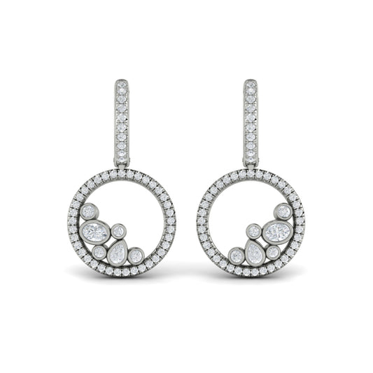 Pavé Halo and Bezel Set Diamond Circle Earrings