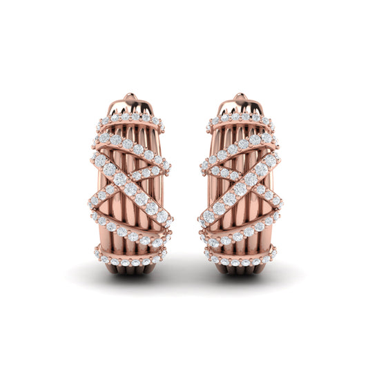 Diamond Ribbon Hoop Earrings