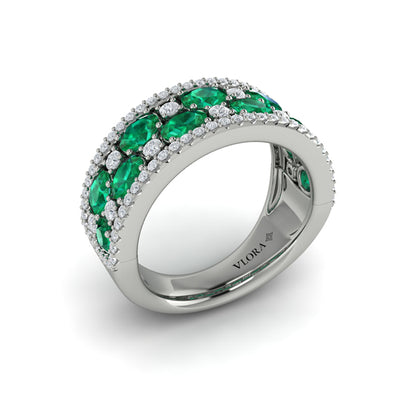 Multi Diamond and Emerald Statement Ring