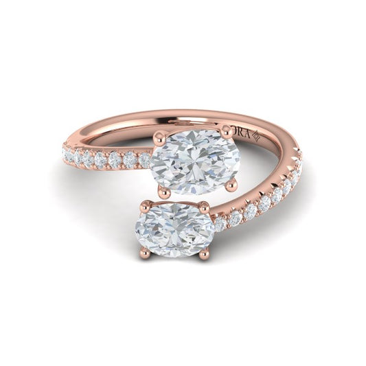 Kissing Oval Two Stone Engagement Ring