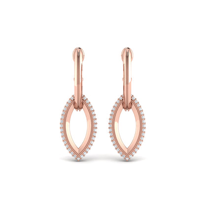 Open Navette Silhouette wtih Diamonds Earrings
