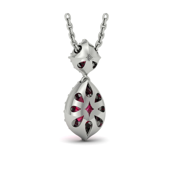 Tear Drop Ruby and Diamond Pendant