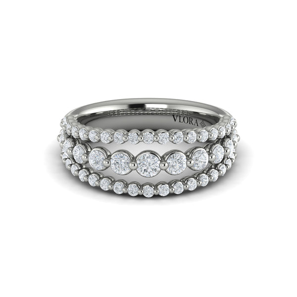 Diamond Three Row Ring