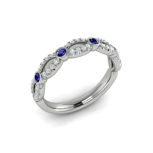 Diamond and Sapphire Cascade Band