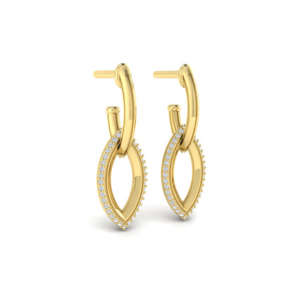 Open Navette Silhouette wtih Diamonds Earrings