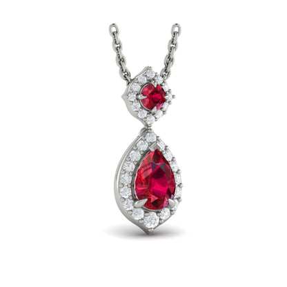 Tear Drop Ruby and Diamond Pendant