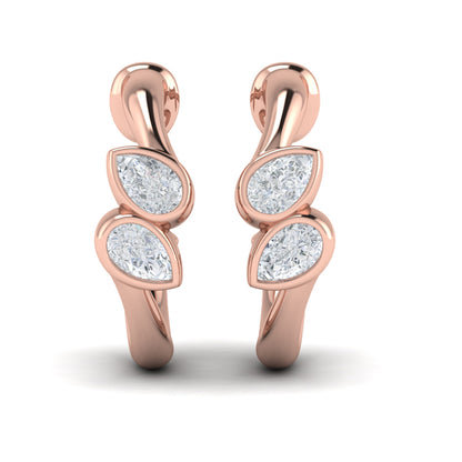 Pear Shaped Diamond Bezel‑Set Two‑Stone Sculpted Hoops