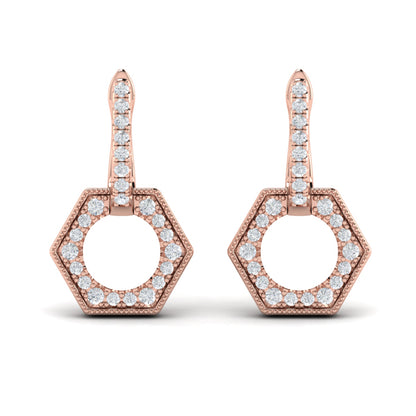 Diamond Open Honeycomb Drop Earrings