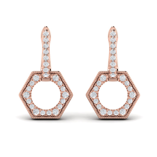 Diamond Open Honeycomb Drop Earrings