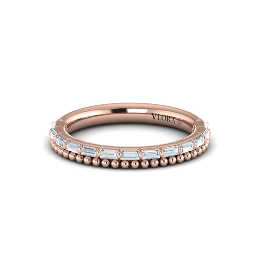 Baguette Diamond Beaded Edge Band