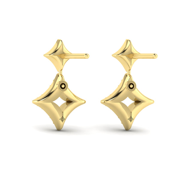 Diamond Double Vlora Star Open Motif Drop Stud Earrings