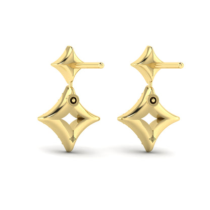 Diamond Double Vlora Star Open Motif Drop Stud Earrings