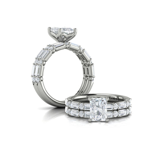 Matching Band for Daring Deco Emerald Cut Engagement Ring