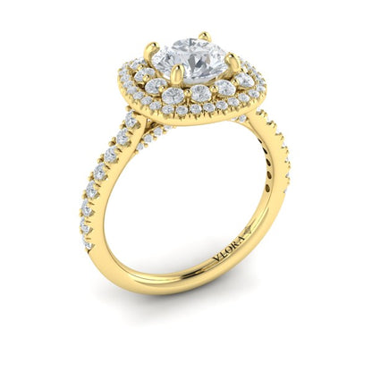 Double Euro Halo Round Engagement Ring