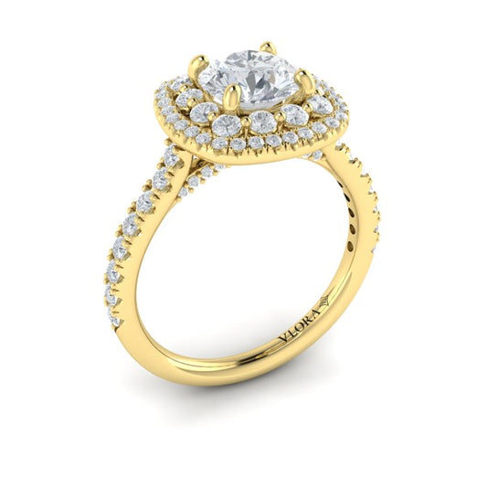 Double Euro Halo Round Engagement Ring