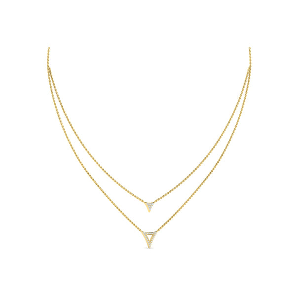 Diamond Open Trinity Two Row Necklace
