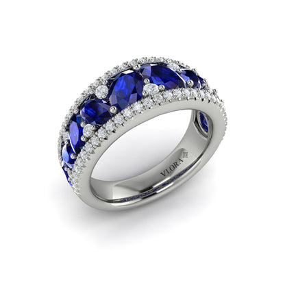 Oval Sapphire and Pavé Diamond Band