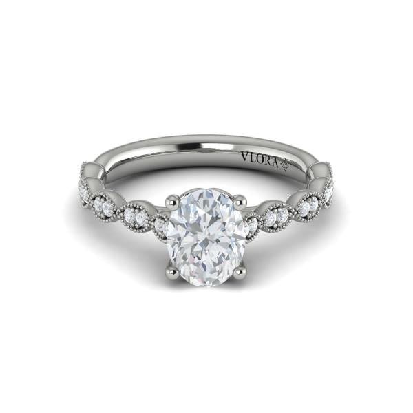Oval Classic, Modern Vintage Engagement Ring in Platinum by Vlora Bridal
