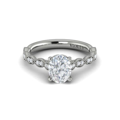 Oval Classic, Modern Vintage Engagement Ring in Platinum by Vlora Bridal