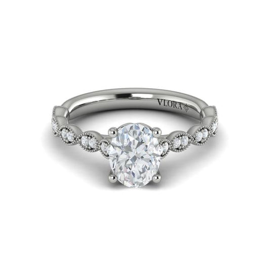 Oval Classic, Modern Vintage Engagement Ring in Platinum by Vlora Bridal