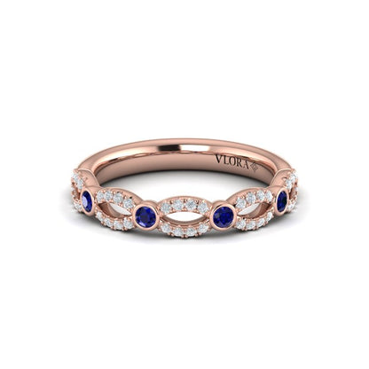 Diamond and Sapphire Cascade Band