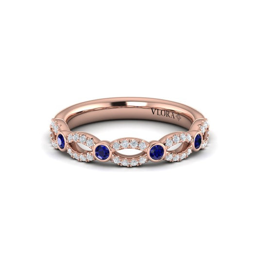 Diamond and Sapphire Cascade Band