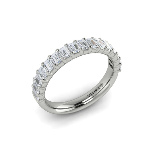 Matching Band for Emerald Cut Engagement Ring with Baguette Diamond Band