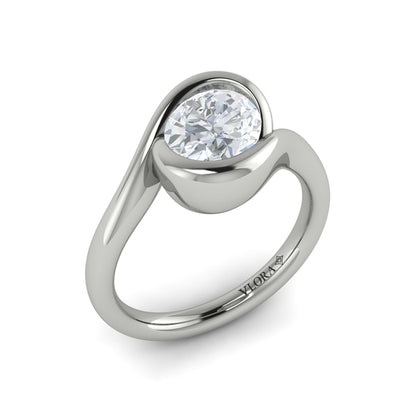 Modern Swirl Bezel Engagement Ring