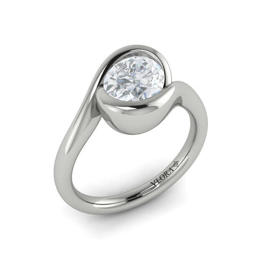 Modern Swirl Bezel Engagement Ring