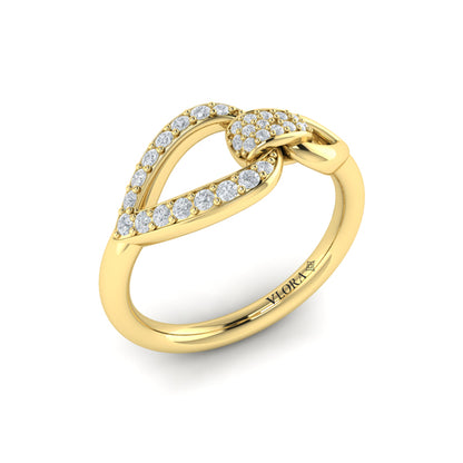 Diamond Open Tear Drop Link Ring