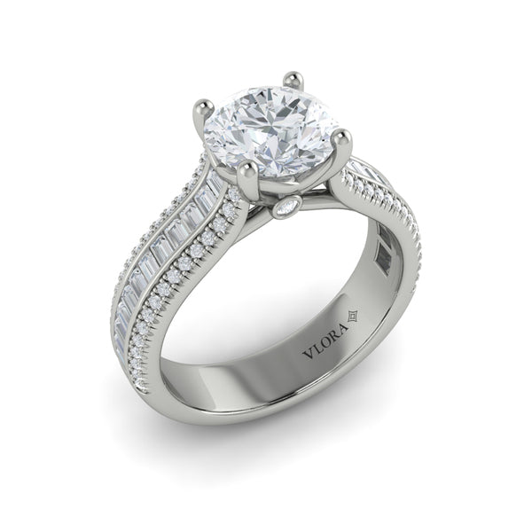 Round Classic Engagement Ring in Platinum by Vlora Bridal